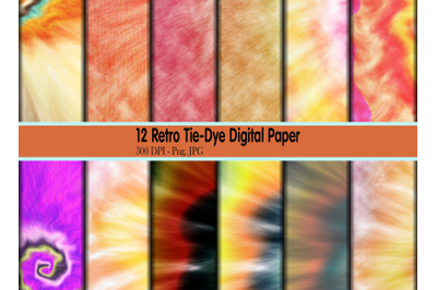 Retro Tie Dye Digital Papers Pattern Png