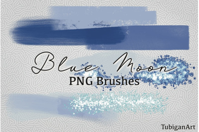 7 Blue Moon PNG Brush Strokes
