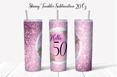 50 Birthday Tumbler Sublimation Design.