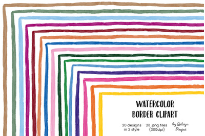15 Watercolor Border Clipart, watercolor brush strokes, watercolor fra