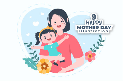 9 Happy Mother Day V2 Flat Design Illustration