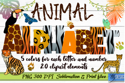 Letters and Numbers with Animal Print | Animals Alphabet PNG