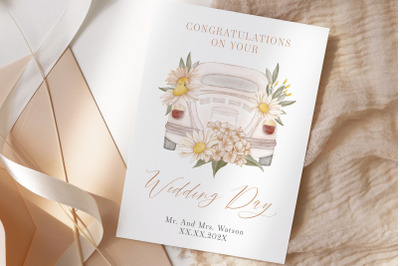 Just Married Personalized Congratulations Wedding Card