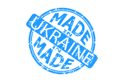 Made in Ukraine, rubber texture stamp print