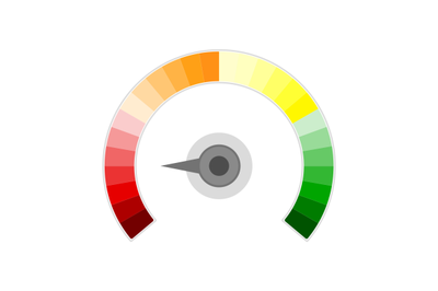 Score credit meter, rate gauge, barometer spectrum and color speedomet