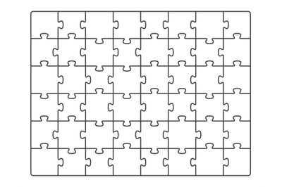 Puzzle pieces square. Jigsaw pattern template, white game square grid.