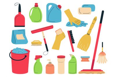 Cleaning service supplies. Tools for clean and wash, house accessories