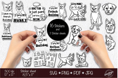 Dog sticker, Dog head stickers, Planner sticker dog, Sticker SVG bundl