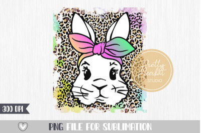 Leopard bunny png, Easter png, Sublimation, Bunny with bandana, Rabbit
