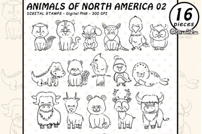 Cute ANIMALS of North America - Digital stamps