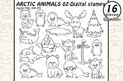 Cute ARCTIC ANIMALS - Digital stamps