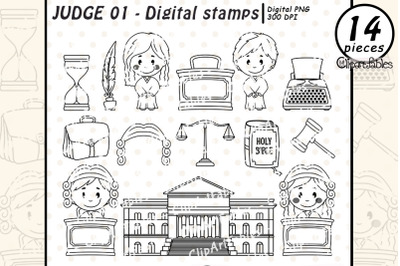 JUDGE digital stamps, Courthouse outline