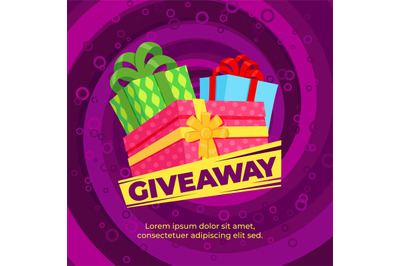 Giveaway banner template. Winning offer&2C; gifts or sale winner card. Mi