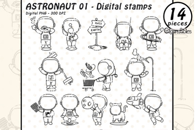 CUTE ASTRONAUT digital stamps