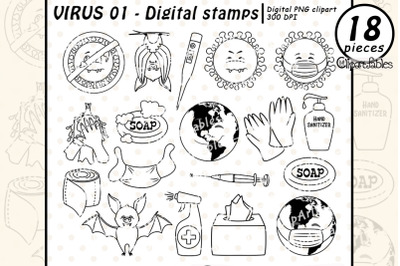 VIRUS digital stamps, Stay at home