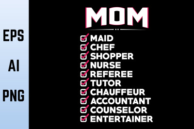 Mom Chef Shopper Nurse Referee- Craft
