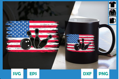 Bowling Pins USA Flag American Bowler