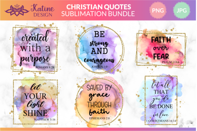 Christian Quotes Sublimation Designs Bundle Faith Bible Verses