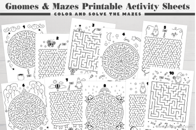 Gnomes &amp; Mazes Printable Activity Sheets for Kids.