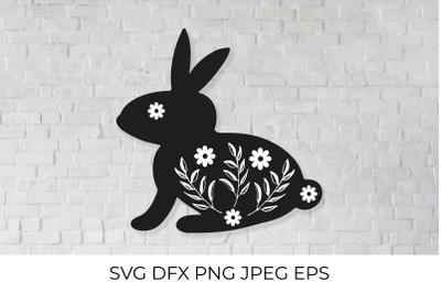 Easter bunny floral silhouette SVG