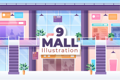 9 Shopping Mall Modern Illustration