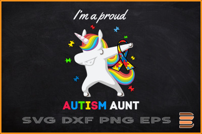 Proud Autism Aunt Dabbing Unicorn