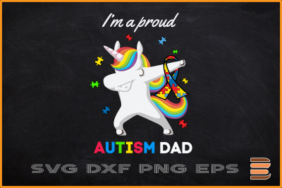 Proud Autism Dad Dabbing Unicorn