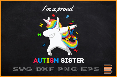 Proud Autism Sister Dabbing Unicorn