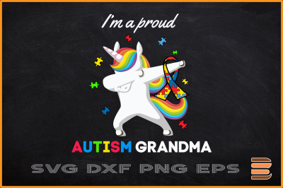 Proud Autism Grandma Dabbing Unicorn