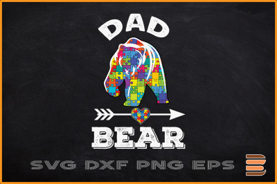 Dad Bear Puzzle Piece Autism Family