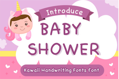Baby shower Handwritten- cute kid font Kawaii style