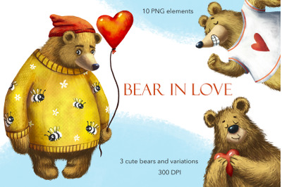 Bear In Love - Clipart Set