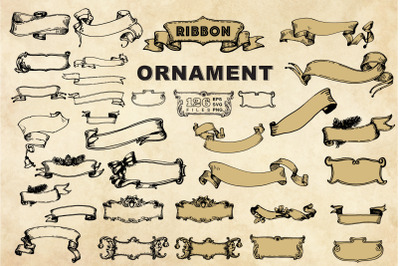 Vintage Baroque Ribbon &amp; Banner Ornament Set  42 Vector Elements