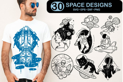 Space Designs SVG bundle, astronaut, ufo, aliens