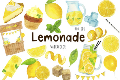 Watercolor Lemonade Clipart, Lemonade Graphics, Lemonade Party Clipart