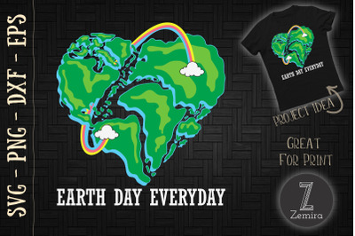 Earth Day, Every Day Heart Earth Rainbow