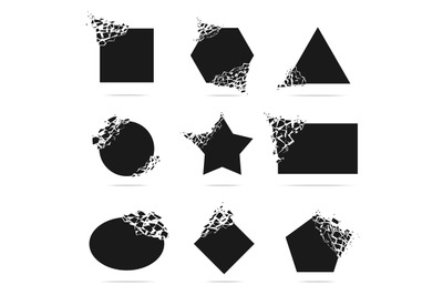 Shape explosion. Destructive shapes, shatter triangle, square, round.