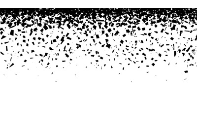 Falling particles background. Black shatter debris, destructives shape