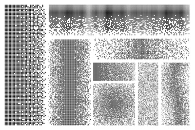 Dispersed elements. Disintegration, pixel dissolve squares effect. Pix