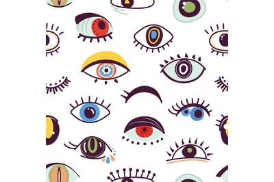 Abstract eye. Girly eyes background, hand drawn artwork with faces par