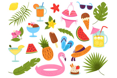 Summer elements collection. Hawaii style, seaside tropical stickers. B