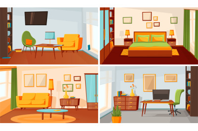 Home interior kit. Living room, bedroom, house library and parlor. Apa