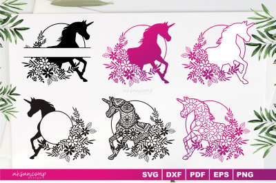 Unicorn with Flower, Paper Cut &amp; Print, Vector