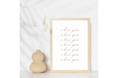 I love you print, Love poster, Valentines wall decor, Valentines gift
