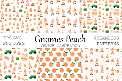 Peach Gnomes pattern. Peach Gnomes SVG. Gnomes background