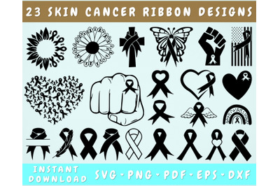 Skin Cancer Ribbon SVG Bundle&2C; 23 Designs&2C; Skin Cancer Clipart