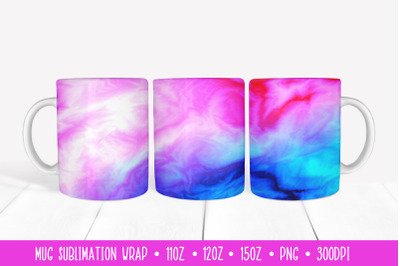 Pink  Blue Mug Sublimation Design. Marble Mug Wrap