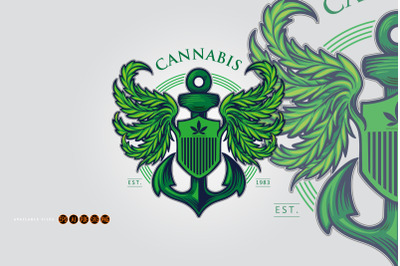 Cannabis Wing Mascot Logo with Anchor Illustrations