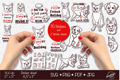 Sticker SVG bundle, Dog sticker, Dog head stickers, Planner sticker do