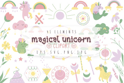 Unicorn Clipart Bundle | Cute Magical Unicorn
